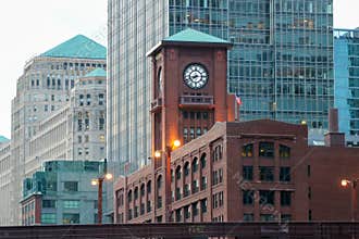 Building with Clock in Downtown Chicago Illinois