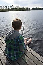 Young boy angling
