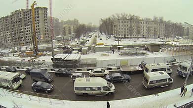 Transport congestion near building site of