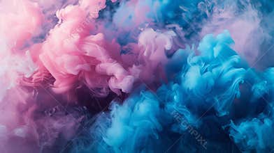 Blue and pink smoke swirls