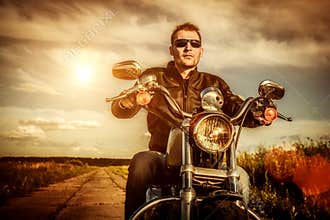 Biker on a motorcycle