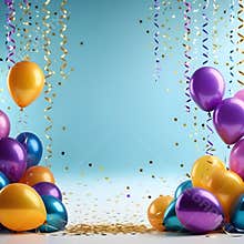 Party Blue Balloons on a blue background