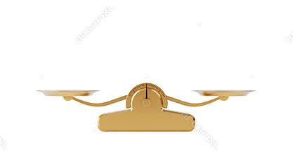 4k Resolution Video: Simple Weighting Golden Balance Scale Balancing on a white background with Alpha Matte