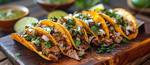 Delicious pork street tacos in cancun, mexico