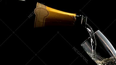 Bottle filling champagne flute