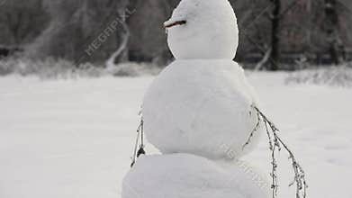 Snowman in open space.