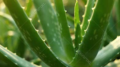 Aloe Vera Plant Closeup Green Leaves