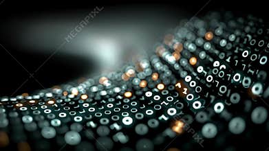 Abstract Flow of Binary Code with Digital Light Patterns for Technology Concept Generative AI