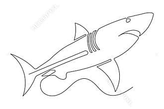 Modern shark continuous one line minimalist outline artwork