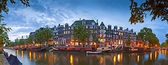 Amsterdam tranquil canal scene, Holland
