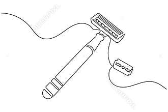 Minimal continuous line art of razor icon illustration