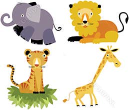 Safari cartoon animal vector set