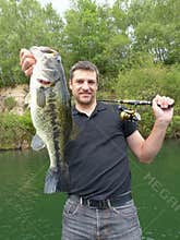 Lure fishing. catch of fish, bass