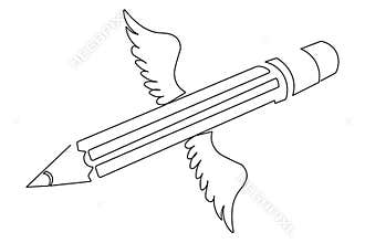 Continuous line drawing of pencil icon minimalist style isolate sketch