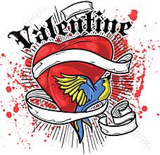 Heart and bird t-shirt design