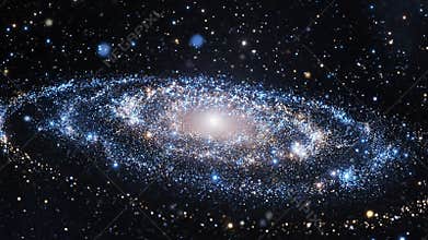 Glowing Particle Scatter Plot Forms Galaxy