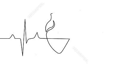 Modern heart beat cardiology line animation