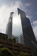 Modern downtown Los Angeles skyline buildngs