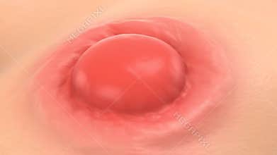 Close Up of Inflamed Skin Blemish on Light Skin Tones Background Indicating Skin Irritation and Dermatological Reaction