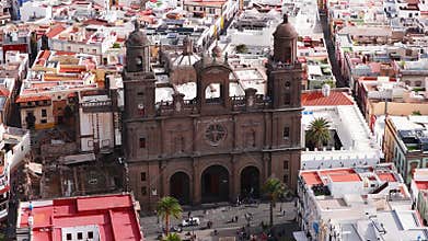 Aerial view of Catedral de Santa Ana and plaza, Las Palmas GC
