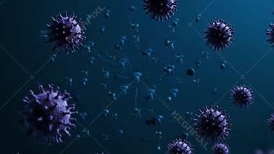 Animated 3D T-Cells Activating Immune System Against Viruses in a Dark Blue Environment for Biology Explainer Videos