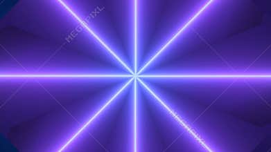 Abstract Neon Lines Forming Starburst Pattern on Dark Purple Background