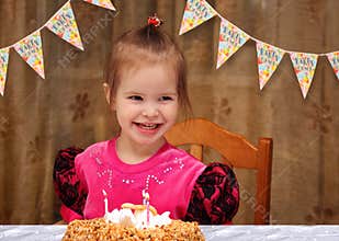 Happy three year old girl birthday