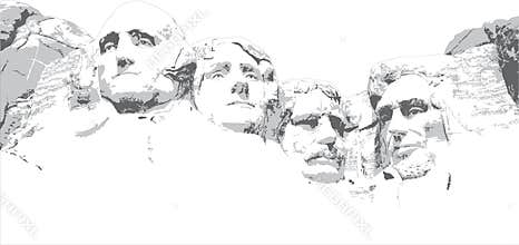 Mount Rushmore Line Drawing