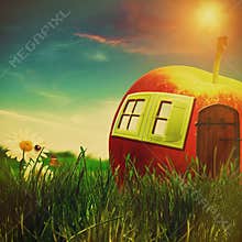 Funny farm. abstract fantastic landscape