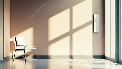 Minimalist empty room with chair and window light
