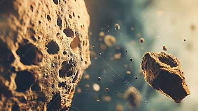 Asteroid fragments floating in deep space