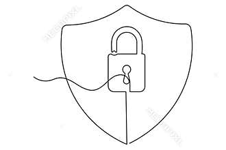 Simple lock icon one line drawing minimalist outline illustration