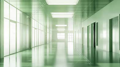 Clean modern medical corridor with bright lighting