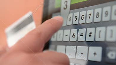 Mobile banking. Input of credit card number
