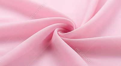 Soft, flowing pink fabric tightly swirled into a delicate, luxurious spiral design texture.