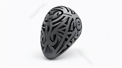 Abstract Grey Stone with Tribal Design, 3D Render