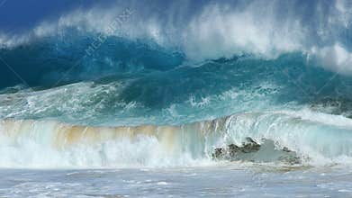 Crashing waves, Sandy beach, Hawaii