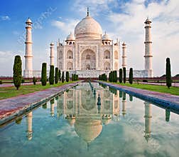 Taj Mahal in sunrise light.