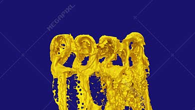 Gold Liquid 2025 to 2026 Morph on Blue
