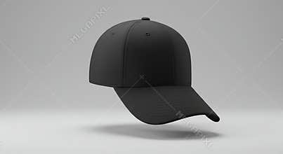 Black Baseball Cap Mockup on Gray Background