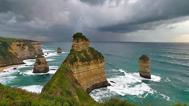 Coastal Cliff Lightning Nature, Generative AI
