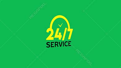 24 7 Service Yellow Logo Animation Video Customer Support and Business Availability