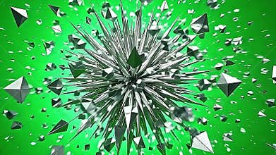 Explode crystal fractal mirror visuals scatter wildly, crystal shards fracturing and reflecting light Generative AI