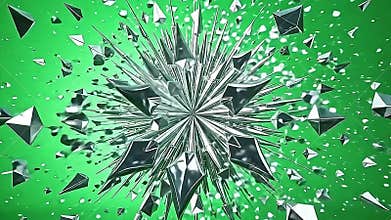 Explode crystal fractal mirror fragments scatter wildly, crystalline reflections multiplying rapidly Generative AI