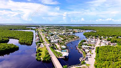 Everglades City Florida aerial video flyover 2025