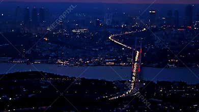 Nighttime Timelapse from Istanbul Bosphorus Bridge