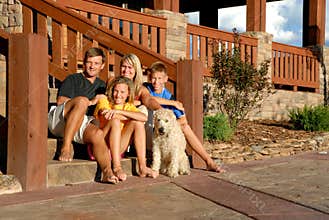 Happy family and pet
