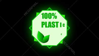 Plastic free eco label animation. Nature inspired branding element for commercial promo videos. Animated plastic free badge. Eco
