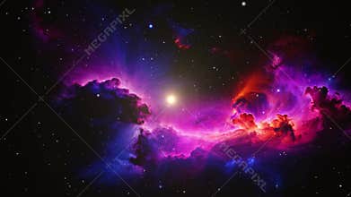 Colorful Nebula Clouds in Deep Dark Space ultra HD