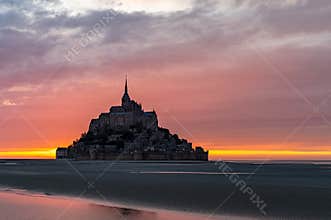 Famous Mont-Saint-Michel at dusk